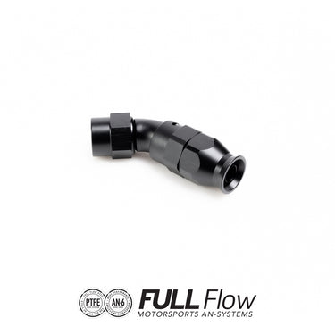 Full flow PTFE hose end fitting 45 degree AN-6