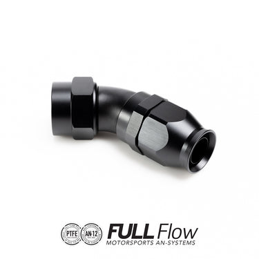 Full flow PTFE hose end fitting 45 degrees AN-12