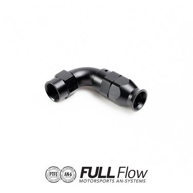 Full flow PTFE hose end fitting 90 degree AN-6