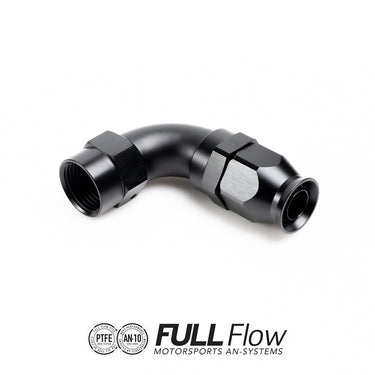 Full flow PTFE hose end fitting 90 degrees AN-10