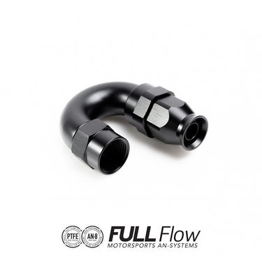 Full flow PTFE hose end fitting 180 degrees AN-8