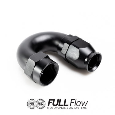 Full flow PTFE hose end fitting 180 degrees AN-12